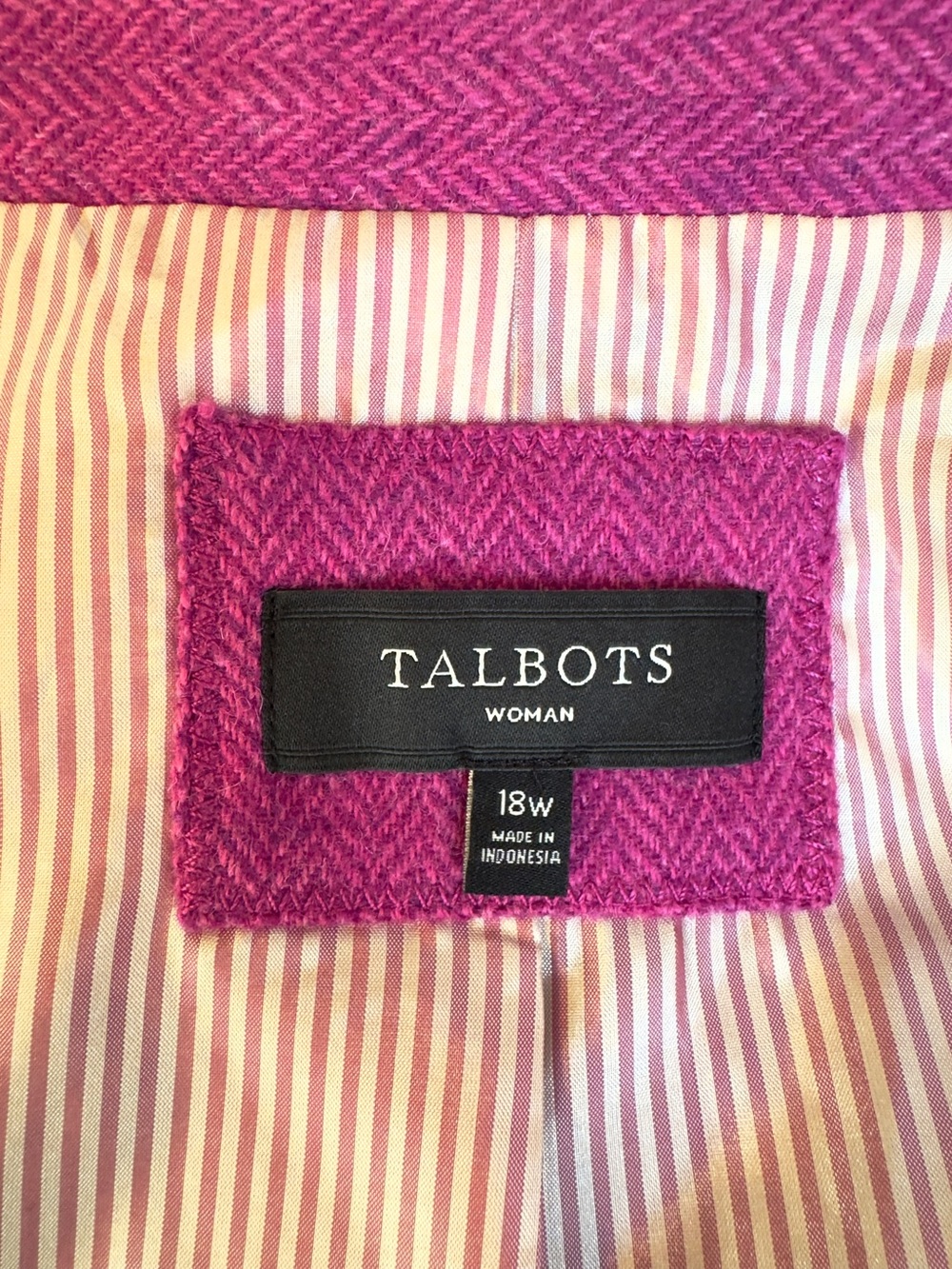Talbots Fuchsia Wool-Blend Blazer Jacket 18W - Picture 3 of 4
